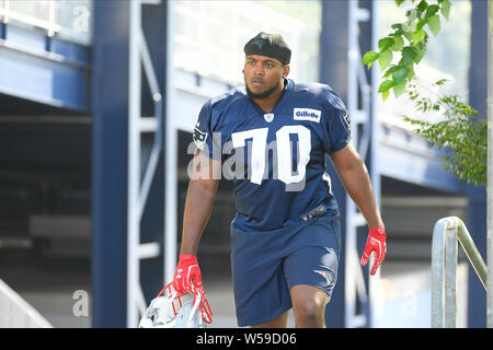 Foxborough, Massachusetts, USA. 26. Juli, 2019. New England Patriots Defensive zurück D'Angelo Ross (70) an der New England Patriots Trainingslager statt auf der Praxis Felder am Gillette Stadium, in Foxborough, Massachusetts. Eric Canha/CSM/Alamy leben Nachrichten Stockfoto