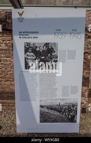 Berlin, August 2014: Warschauer Aufstand 1944 Ausstellung zum Gedenken an Ausbruch von Kämpfen gegen die Nazis in Warschau während des Zweiten Weltkrieges im Zweiten Weltkrieg Stockfoto