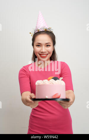 Asiatische geburtstag Mädchen auf Kamera mit Lächeln. Stockfoto