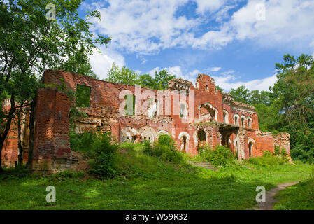 Sonnigen Juli Tag an den Ruinen der alten Haus des Barons Vrangel. Torosovo, Leningrad Region. Russland Stockfoto