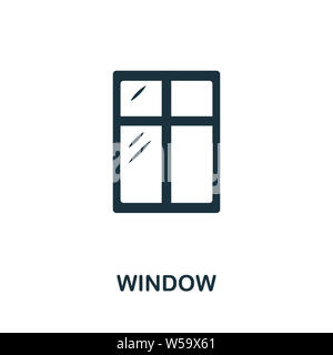 Symbol für das Fenster. Kreative Zeichen aus Bauwerkzeuge Icons Sammlung. Gefülltes flaches Fenster-Symbol für Computer und Handy Stockfoto