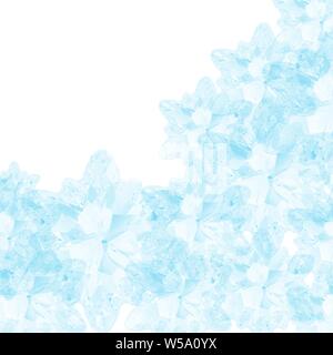 Blaue Hand gezeichnet transparente Blumenmuster Juwelen Hintergrund Muster mit weißen Bereich Stockfoto