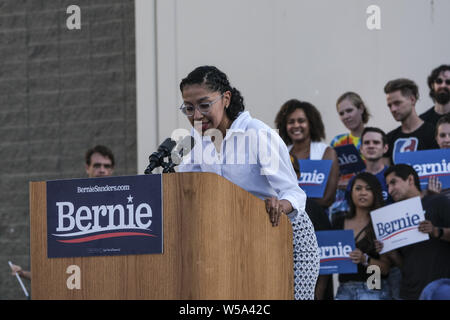 Juli 26, 2019: Bernie Sanders spricht auf der Kundgebung in Santa Monica High School in Santa Monica, CA (Credit Bild: © Jason Ryan/ZUMA Draht) Stockfoto