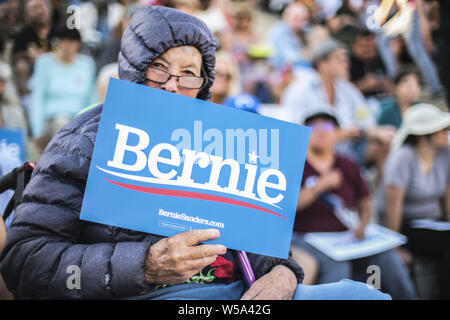 Juli 26, 2019: Bernie Sanders spricht auf der Kundgebung in Santa Monica High School in Santa Monica, CA (Credit Bild: © Jason Ryan/ZUMA Draht) Stockfoto