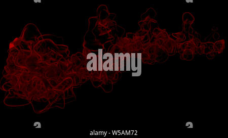 Gasförmige Teig mit Rauch oder Aquarell Aussehen in roter Farbe auf schwarzem Hintergrund. 3D-Darstellung Stockfoto