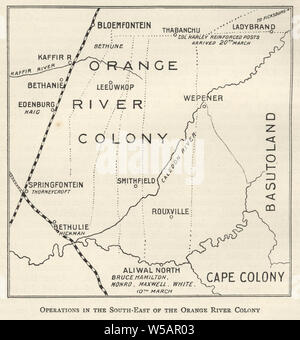 Karte aus der Zweiten Burenkrieg, Operationen im Südosten der Orange River Colony 1901 Stockfoto