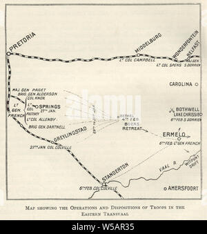 Karte aus der Zweiten Burenkrieg, Operationen und Dispositionen der Truppen im östlichen Transvaal 1901 Stockfoto