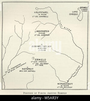 Karte aus der Zweiten Burenkrieg, Position der Kräfte um Ermelo, Mpumalanga 1901 Stockfoto
