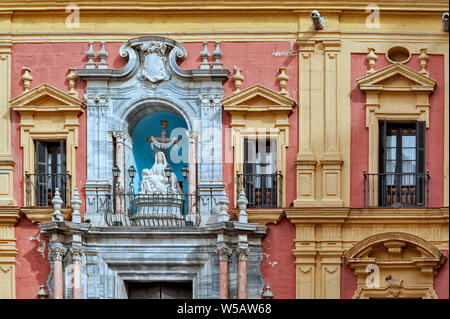 Bischöflicher Palast an der Plaza del Obispo - einer der wichtigsten spätbarocke Architektur in Malaga, Spanien Stockfoto