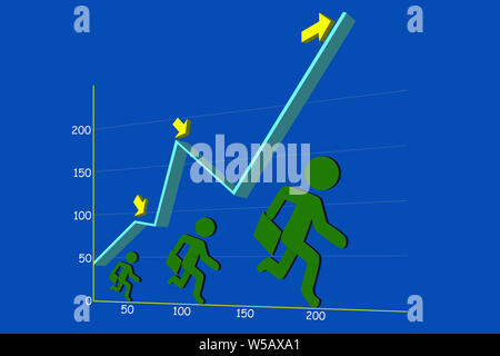 Illustrative Darstellung von Geschäftsleuten, die laufen Stockfoto