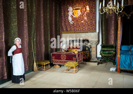 Der Queen Schlafgemach im Königspalast - Stirling Castle, Schottland, Großbritannien Stockfoto