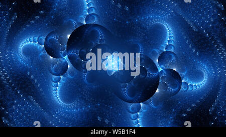 Blau leuchtende alien technologie, Computer-generierte Zusammenfassung Hintergrund, 3D-Rendering Stockfoto