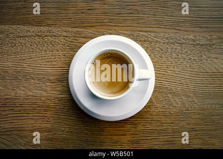 In der Nähe auf einer Tasse Espresso. Stockfoto