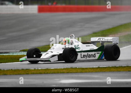 TOWCESTER, Vereinigtes Königreich. 27. Juli, 2019. Mike Cantillon (Williams FW 07 C) während Sir Jackie Stewart Trophäe für FIA-Meister historische Formel 1 der Tag Zwei der Silverstone Classic Moto in Silverstone Circuit am Samstag, Juli 27, 2019 in TOWCESTER, ENGLAND. Credit: Taka G Wu/Alamy leben Nachrichten Stockfoto