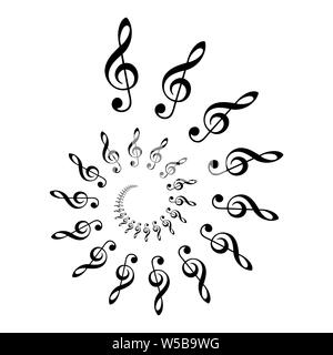 Violinschlüssel Spirale. Archimedische Spirale aus gemeinsamen musikalischen Symbol G-Clef. Zwei Drehungen eines arithemetic Spirale. Stockfoto