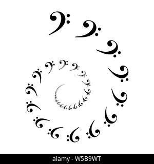 Bassschlüssel Spirale. Archimedische Spirale aus gemeinsamen musikalischen Symbol F - notenschlüssel. Zwei Drehungen eines arithemetic Spirale. Stockfoto