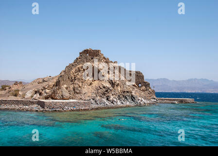 Salah El Din Burg auf farun Insel im Golf von Aqaba. Stockfoto