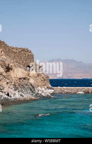 Salah El Din Burg auf farun Insel im Golf von Aqaba. Stockfoto