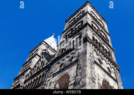 Die Kathedrale von Lund von der Erde aus sichtbar Stockfoto