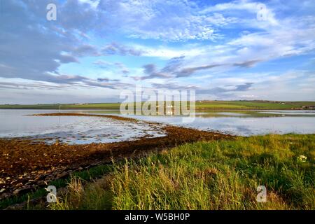 Die spit Navigation Licht am Ruff, St. Margaret's Hope. Stockfoto