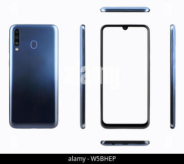 3D-Modell von generischen Smartphone auf weißem Hintergrund Stockfoto