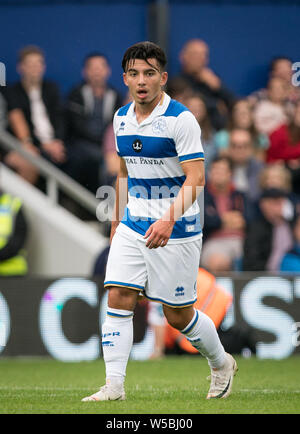 London, Großbritannien. 27. Juli, 2019. Ilias Lehrstuhl für Queens Park Rangers während der Vorsaison Freundschaftsspiel zwischen QPR & Watford an der Loftus Road Stadium, London, England am 27. Juli 2019. Foto von Andy Rowland. Credit: PRiME Media Images/Alamy leben Nachrichten Stockfoto