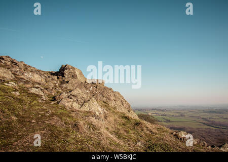 Die Wrekin, Telford, Shropshire, England. Ansichten aus einem wunderschönen Hügel in der Landschaft von Shropshire Stockfoto