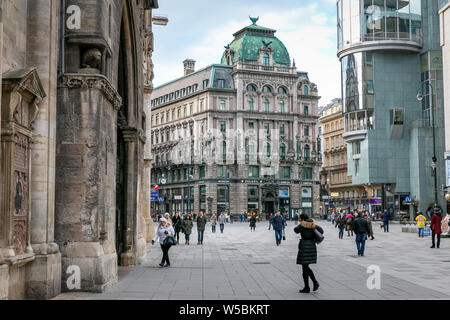 Blick von der Stephansplatz ist ein Quadrat, das geographische Zentrum von Wien. Stockfoto