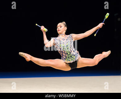 Liverpool, Großbritannien. 27. Juli, 2019. Rhythmische Gymnastik und Akrobatik Gymnastik 2019 Britische Meisterschaft Tag Drei; Christinna Vitanova, Elite GC Seniorenclubs einzelnen Credit: Aktion Plus Sport Bilder/Alamy leben Nachrichten Stockfoto