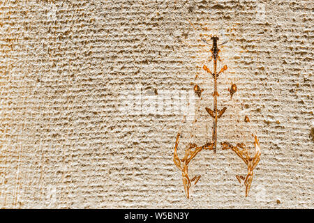 Baum-Loch Antlion in der Familie und in der Myrmeleontidae Nerv geflügelte Insekten Ordnung Neuroptera, die auch Florfliegen und Owlflies pirched auf Stockfoto