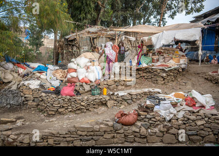 Die Marktplätze in den städtischen Slums von Mekele, Äthiopien. Mekele, Äthiopien Stockfoto