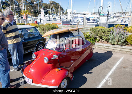 Deutsche Messerschmitt kr 200 Bubble Car auf dem Display an einem Sydney Classic Car Show im Royal Motor Yacht Club, Australien. Auto hat zwei Hub sachs Motor Stockfoto