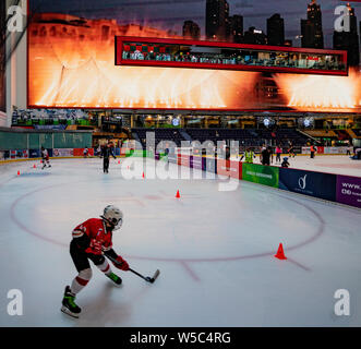 DUBAI, VAE, Mar 19, 2018: Ice Hockey Team Praxis an indoor Eislaufbahn Stockfoto