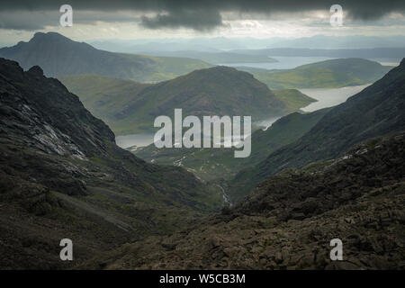 Loch Coriusk vom Schwarzen Cuillin, Isle of Skye Stockfoto