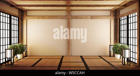 Mock up, Japanisch leeren Raum Tatami Matten entwerfen die Schönsten. 3D-Rendering Stockfoto