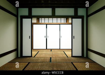 Leeren Raum mock up, Japanisch leeren Raum Tatami Matten entwerfen die Schönsten. 3D-Rendering Stockfoto
