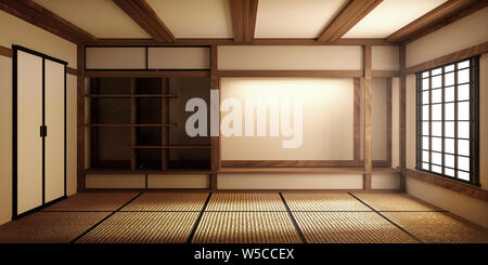 Mock up, Japanisch leeren Raum Tatami Matten entwerfen die Schönsten. 3D-Rendering Stockfoto