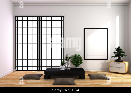 Design der Zimmer im japanischen Stil. 3D-Rendering Stockfoto