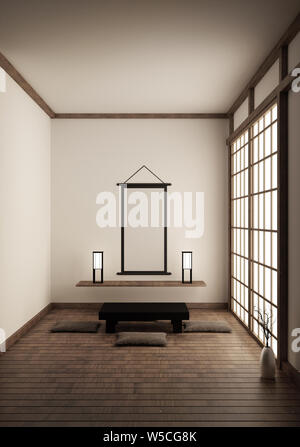 Zimmer Japan Style - Mock up Interior Design. 3D-Rendering Stockfoto