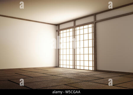 Zimmer Japan Style - Mock up Interior Design. 3D-Rendering Stockfoto