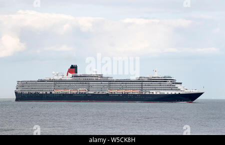 Cunard Kreuzfahrt Queen Victoria dargestellt, Southampton, Großbritannien Stockfoto