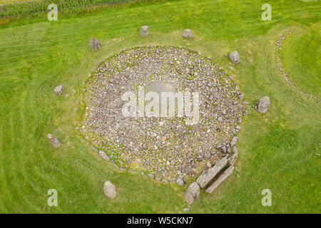 Luftaufnahme des Loanhead Stone Circle, in der Nähe von Inverurie, Aberdeenshire, Schottland. Stockfoto