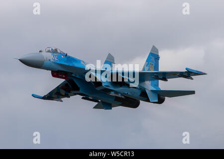 Sokhoi Su-27P ' Flanker ' während seiner Anzeige an RAF Fairford gesehen für die 2019 RIAT Stockfoto