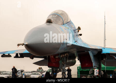 Nahaufnahme der Suchoi Su-27 UB "FLANKER" auf statische Anzeige Stockfoto