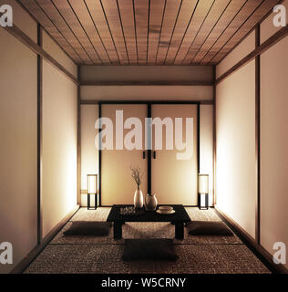Innenraum Japanische leeren Raum Tatami Matten entwerfen die Schönsten. 3D-Rendering Stockfoto