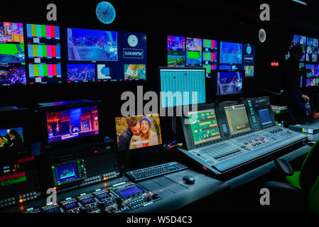 Fernsehen Studio Produktion Kontrollraum Stockfoto