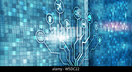 IOT. Digitalisierung, digitale Störungen Hintergrund matrix Informationstechnologie und Internet Konzept Stockfoto