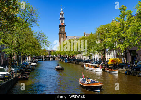 Bootstour und Canal Cruise in Amsterdam, Holland, Niederlande Stockfoto