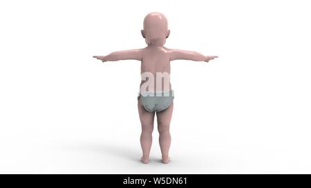 3D-Rendering eines ständigen Baby in Weiß studio Hintergrund isoliert Stockfoto