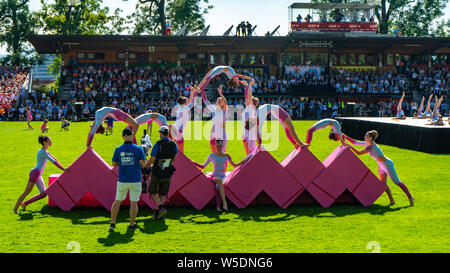 Eröffnungsfeier der World Gymnaestrada 2019 in Dornbirn, Österreich Birkenwiesestadion Stockfoto